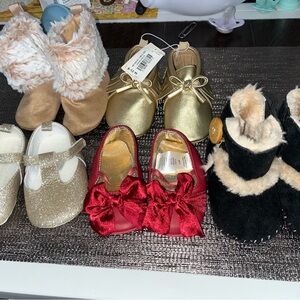 Gold and Red Baby Shoes Set